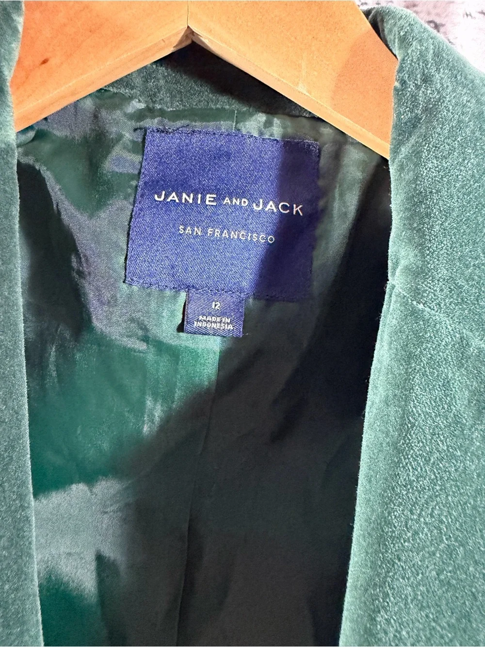 Janie and Jack Forest Green Velvet Blazer